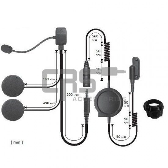 WIRELSS PTT HELMET KIT (Suits Kenwood K1 connector)
